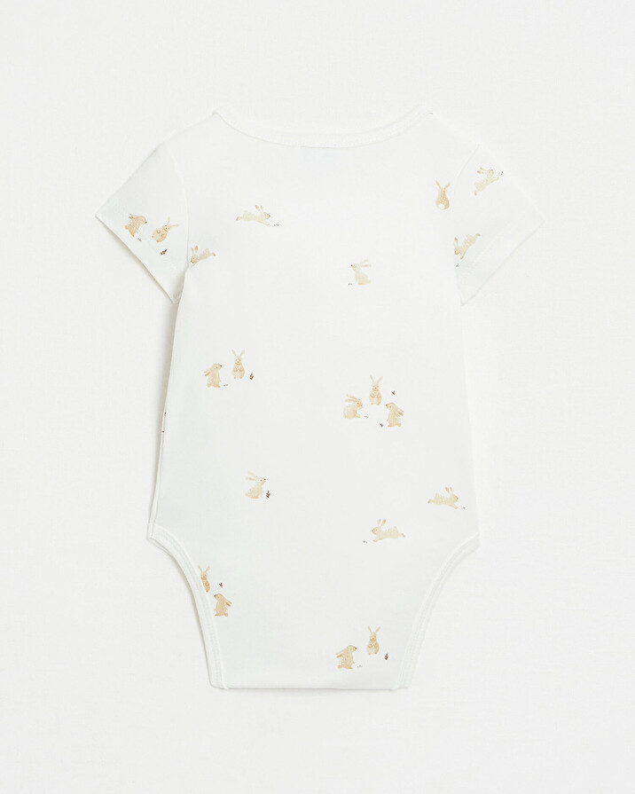 Crossed short-sleeved bodysuit Bunny print  Natalys
