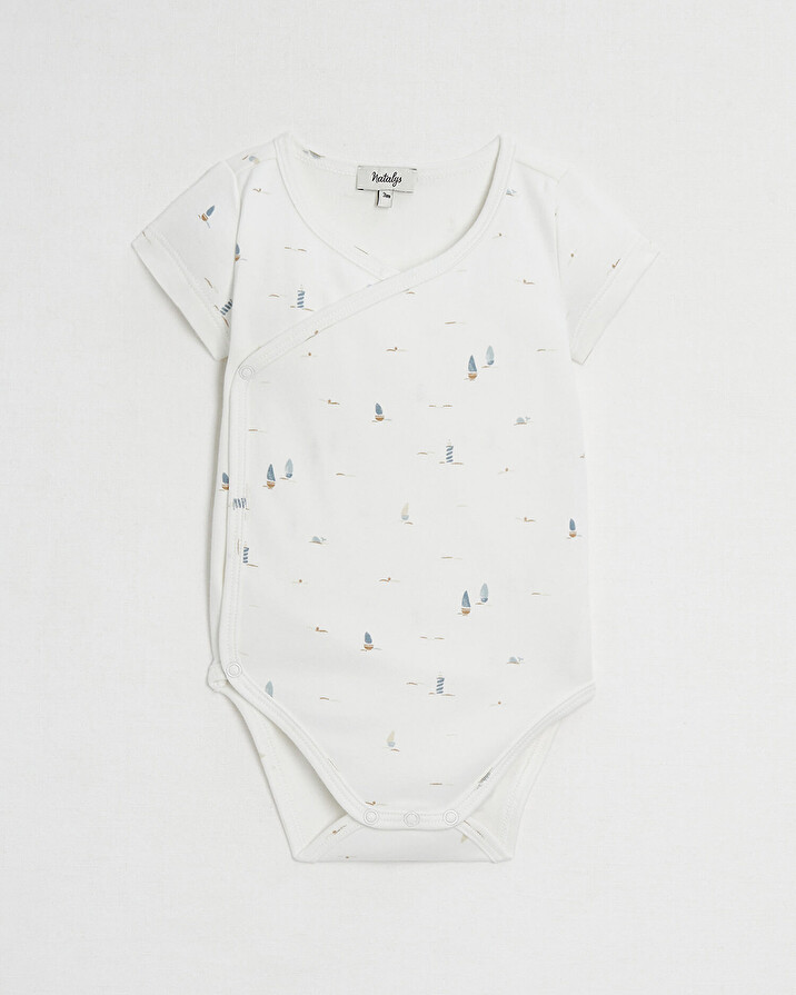Crossed short-sleeved bodysuit Boat print  Natalys