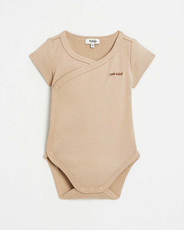 Crossed short-sleeved bodysuit Camel colour  Natalys