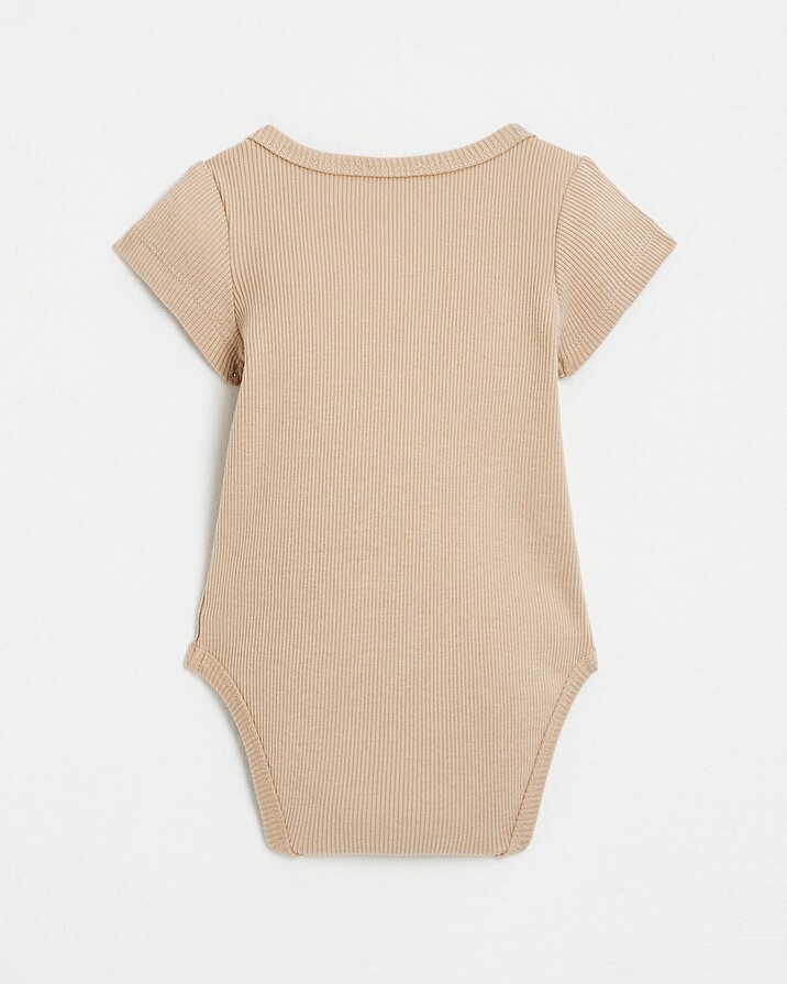 Crossed short-sleeved bodysuit Camel colour  Natalys