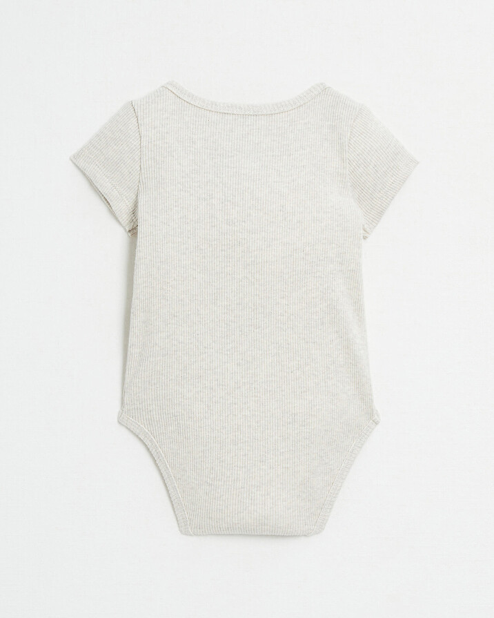 Crossed short-sleeved bodysuit Mottled beige colour  Natalys