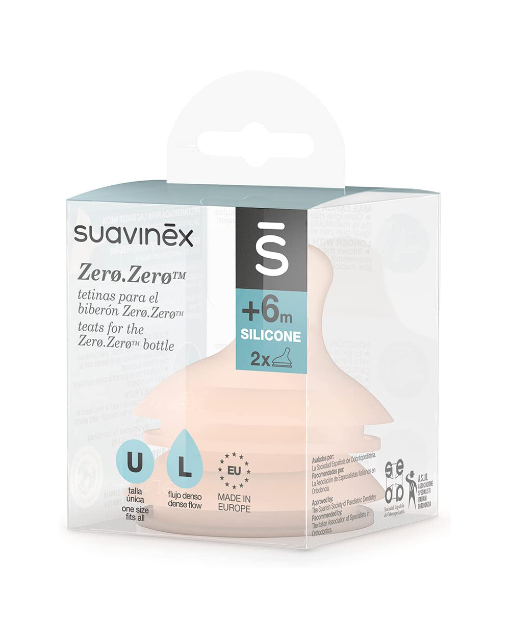 Set of 2 Zer&oslash; teats.Zer&oslash; Dense flow  Suavinex