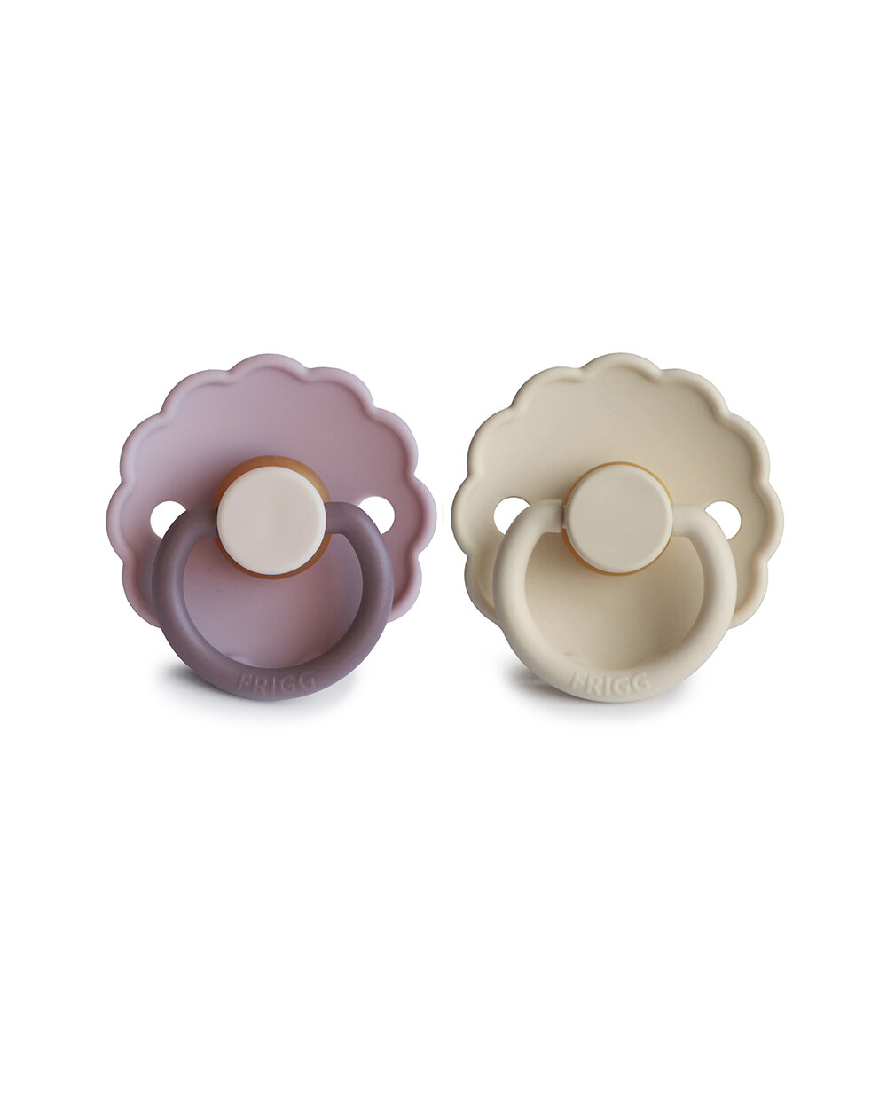 Set of 2 Daisy bloom latex pacifiers Lavender haze/cream Frigg