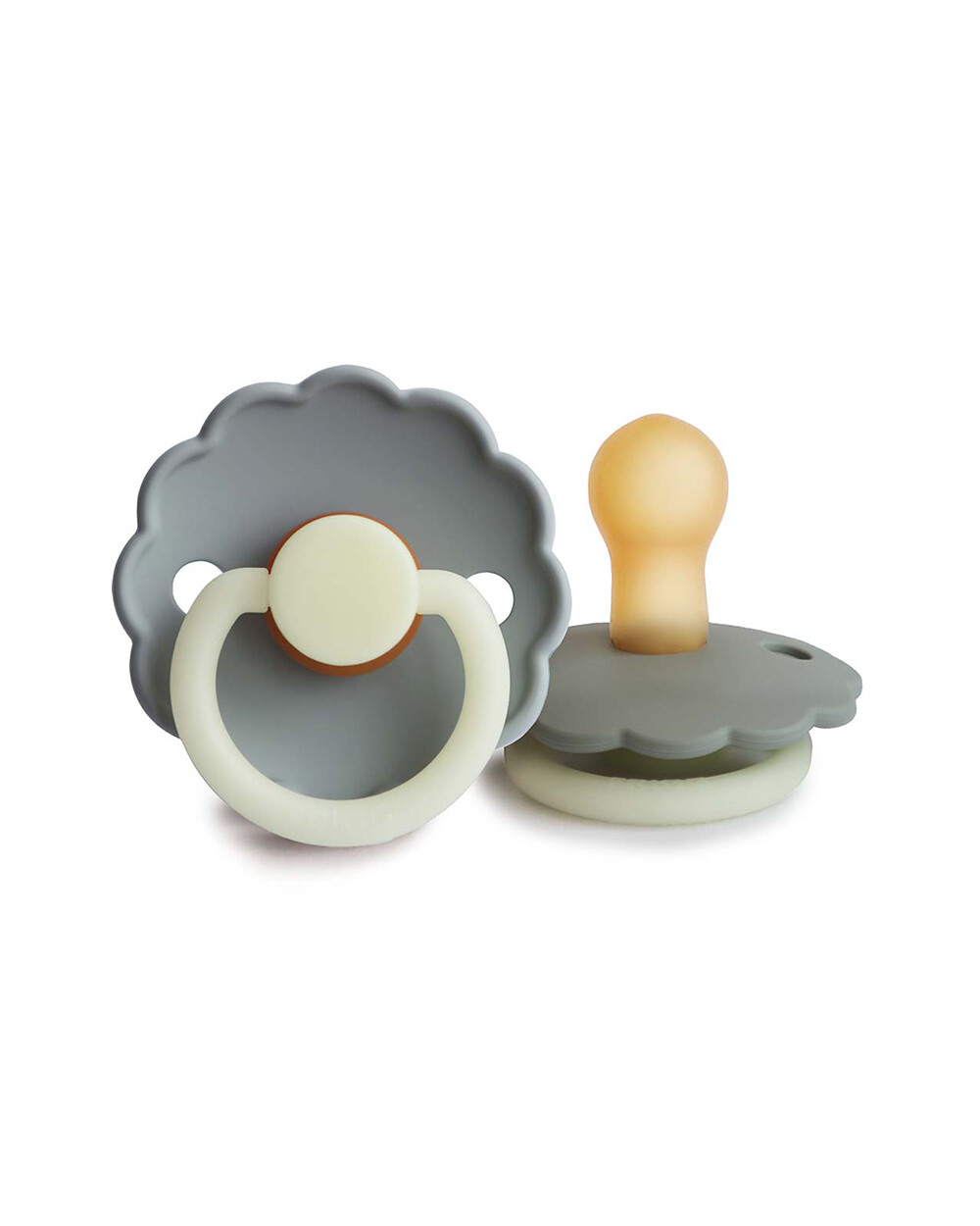 Set of 2 Daisy Night latex pacifiers Colours French gray/portobello  Frigg