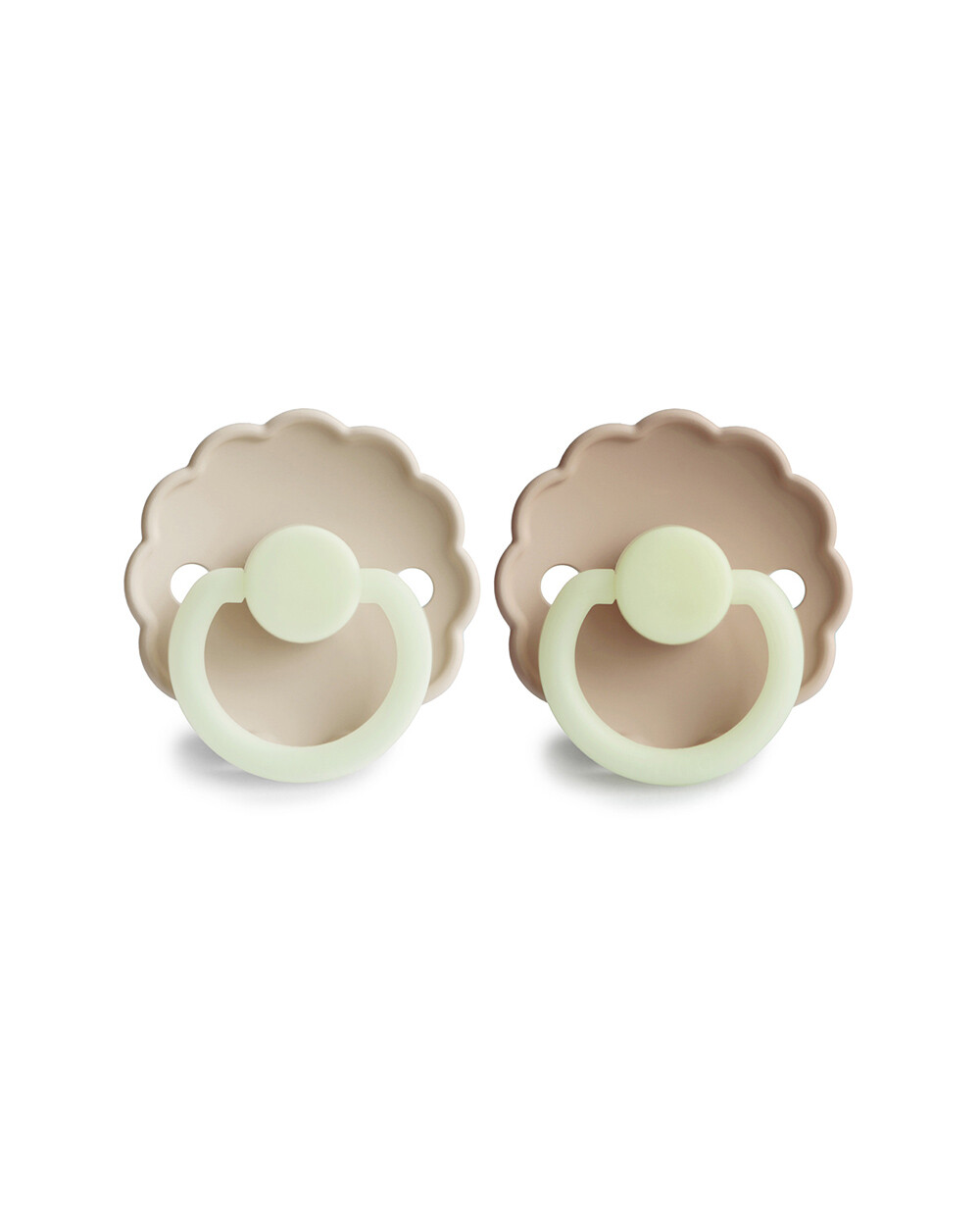 Set of 2 Daisy Night silicone pacifiers Crescent/cream Frigg