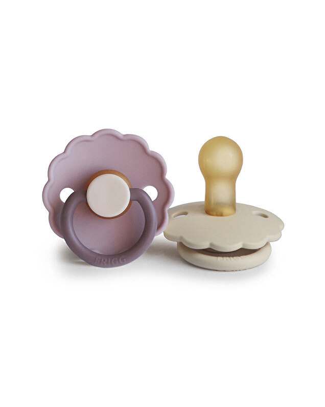 Set of 2 Daisy bloom latex pacifiers Lavender haze/cream  Frigg