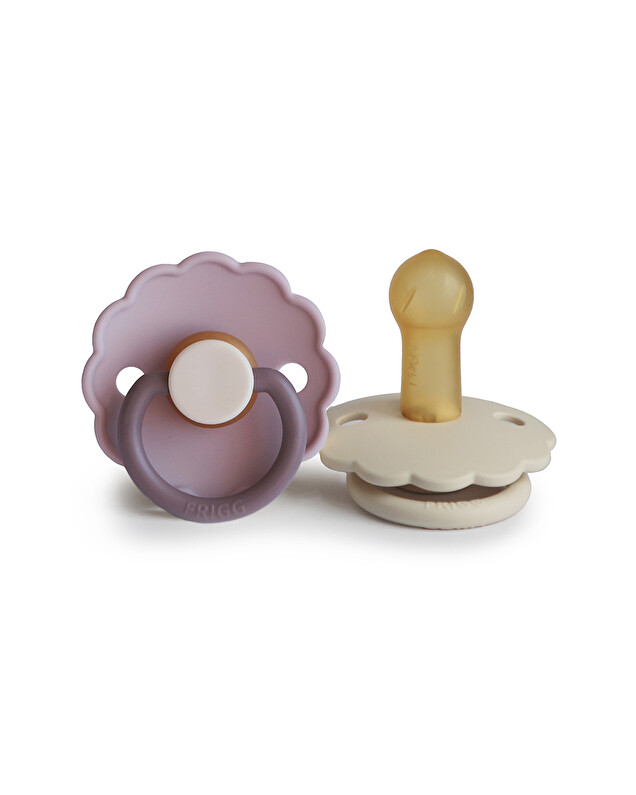 Set of 2 Daisy bloom latex pacifiers Lavender haze/cream  Frigg