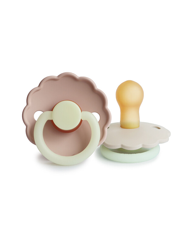 Set of 2 Daisy night latex pacifiers Cream/blush colours  Frigg