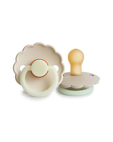 Set of 2 Daisy Night latex pacifiers Crescent/cream  Frigg