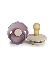 Set of 2 Daisy bloom latex pacifiers Lavender haze/cream Frigg