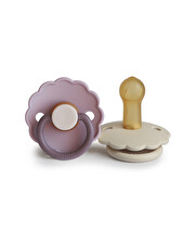 Set of 2 Daisy bloom latex pacifiers Lavender haze/cream Frigg