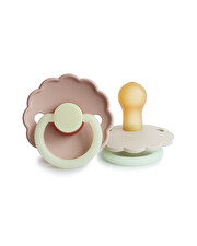 Set of 2 Daisy night latex pacifiers Cream/blush colours  Frigg