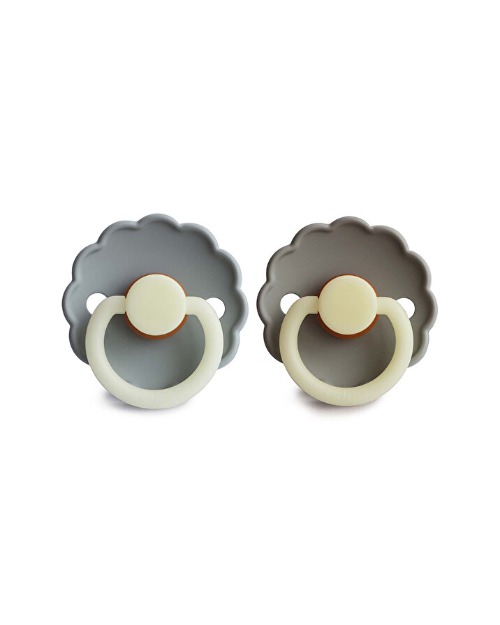 Set of 2 Daisy Night latex pacifiers Colours French gray/portobello  Frigg