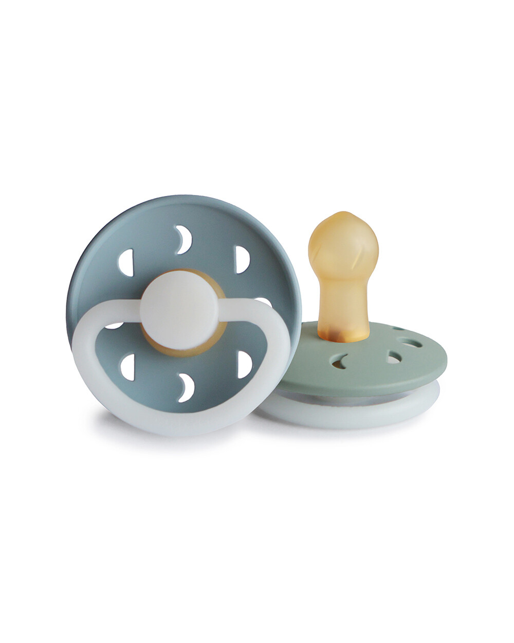 Set of 2 Moon Night latex pacifiers Colours night stone blue/sage  Frigg