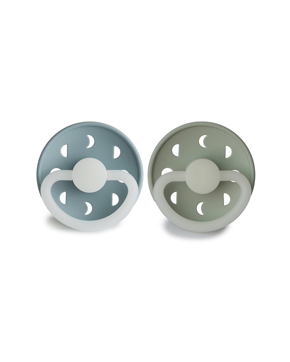 Set of 2 Moon Night silicone pacifiers Colours stone blue/sage  Frigg