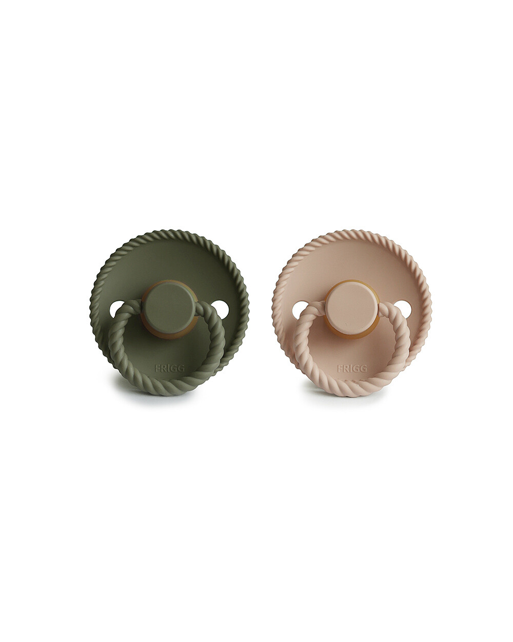 Set of 2 Rope latex pacifiers Crescent/olive colour  Frigg