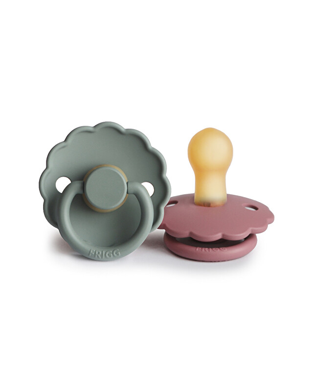 Set of 2 Daisy latex pacifiers Dusty pink/lily pad  Frigg