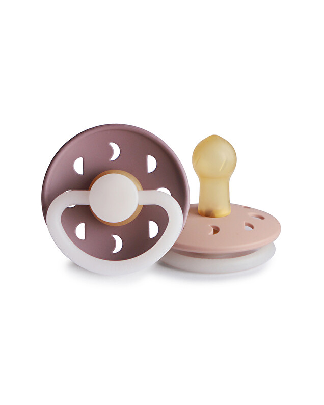 Set of 2 Moon Night latex pacifiers Purple/blush  Frigg