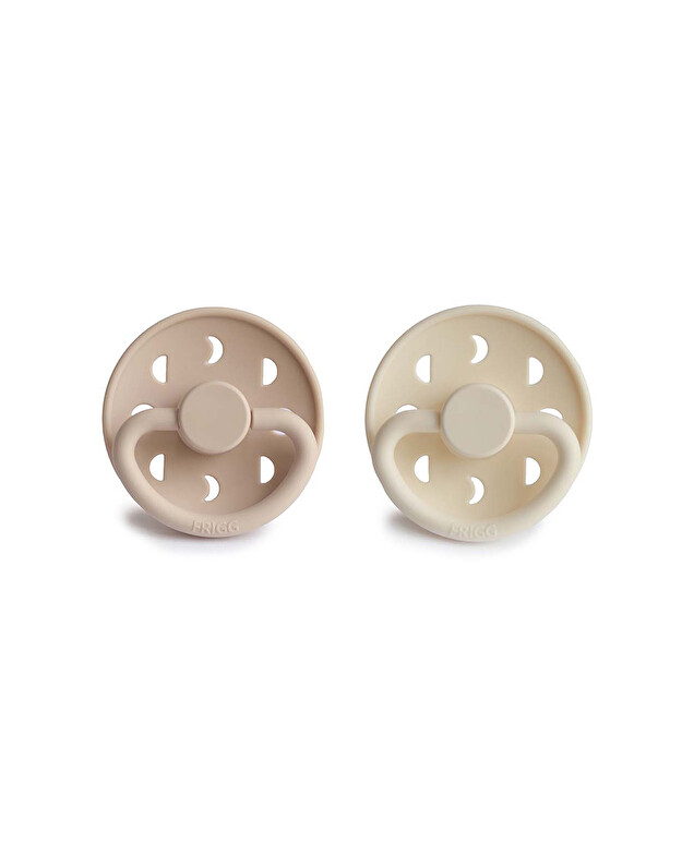 Set of 2 Moon silicone pacifiers Cream/creissant  Frigg