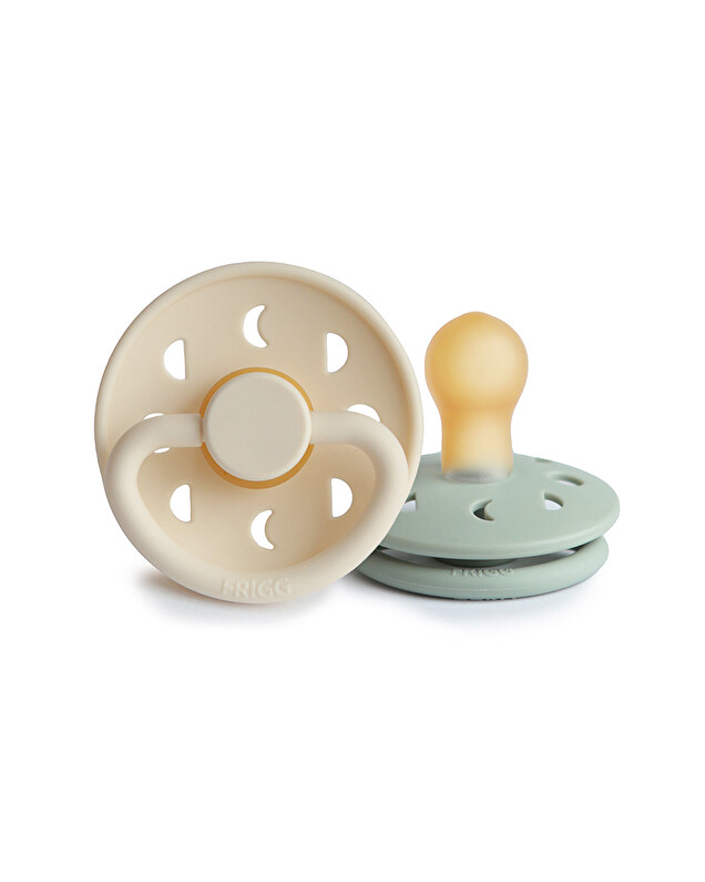 Set of 2 Moon latex pacifiers Cream/sage colours  Frigg
