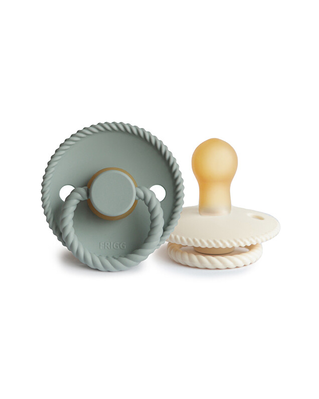 Set of 2 Rope latex pacifiers Cream/sage colours  Frigg