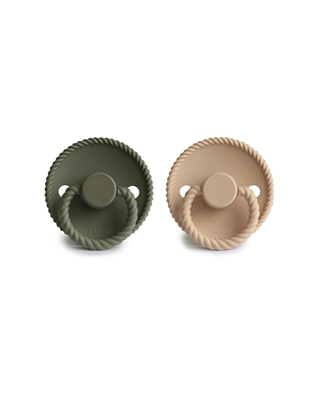 Set of 2 silicone Rope pacifiers Crescent/olive colour  Frigg