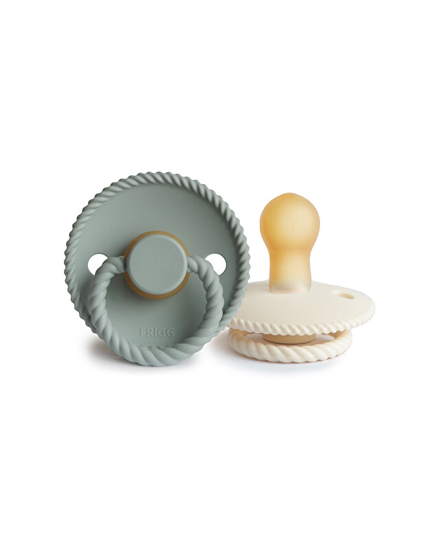 Set of 2 Rope latex pacifiers Cream/sage colours  Frigg