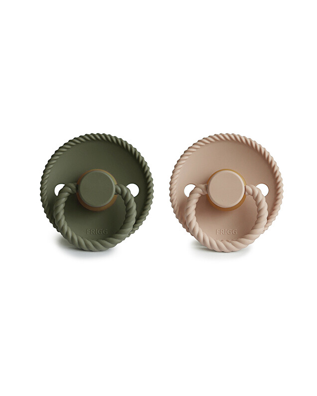 Set of 2 Rope latex pacifiers Crescent/olive colour  Frigg