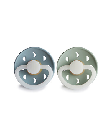 Set of 2 Moon Night latex pacifiers Colours stone blue/sage  Frigg