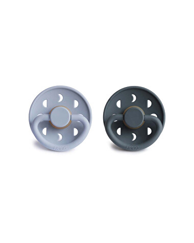 Set of 2 Moon latex pacifiers Powder blue/slate  Frigg