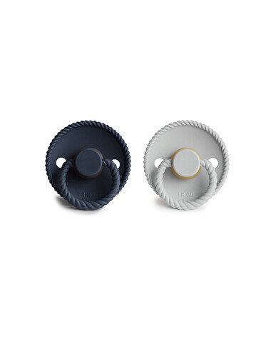 Set of 2 Rope latex pacifiers Colours silver gray/dark navy  Frigg