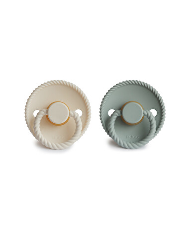 Set of 2 Rope latex pacifiers Cream/sage colours  Frigg