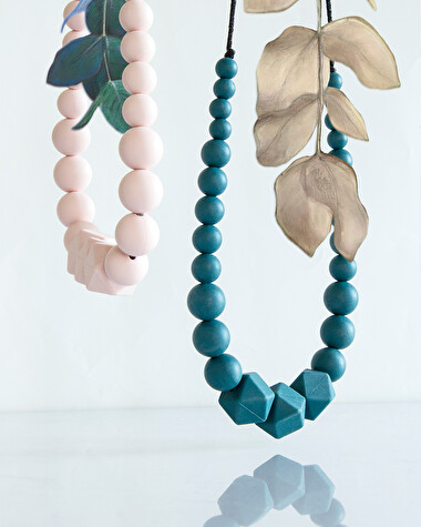 Peacock nursing necklace Blue colour  Minty Wendy