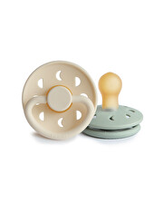 Set of 2 Moon latex pacifiers Cream/sage colours  Frigg