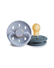 Set of 2 Moon latex pacifiers Powder blue/slate  Frigg
