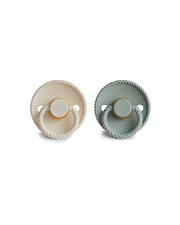 Set of 2 Rope latex pacifiers Cream/sage colours  Frigg