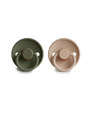 Set of 2 Rope latex pacifiers Crescent/olive colour Frigg