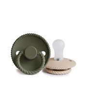Set of 2 silicone Rope pacifiers Crescent/olive colour Frigg