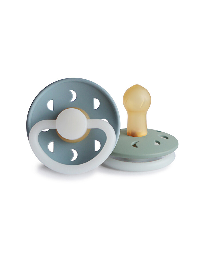 Set of 2 Moon Night latex pacifiers Colours stone blue/sage Frigg