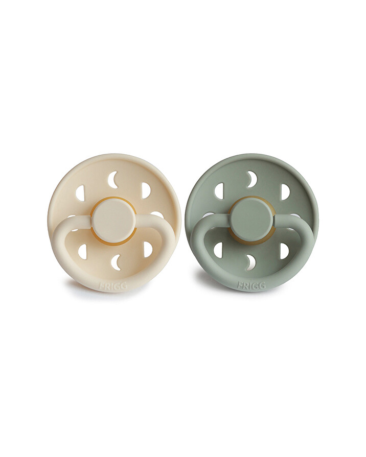 Set of 2 Moon latex pacifiers Cream/sage colours  Frigg