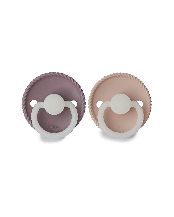 Set of 2 silicone Rope pacifiers Colour twilight mauve/blush  Frigg
