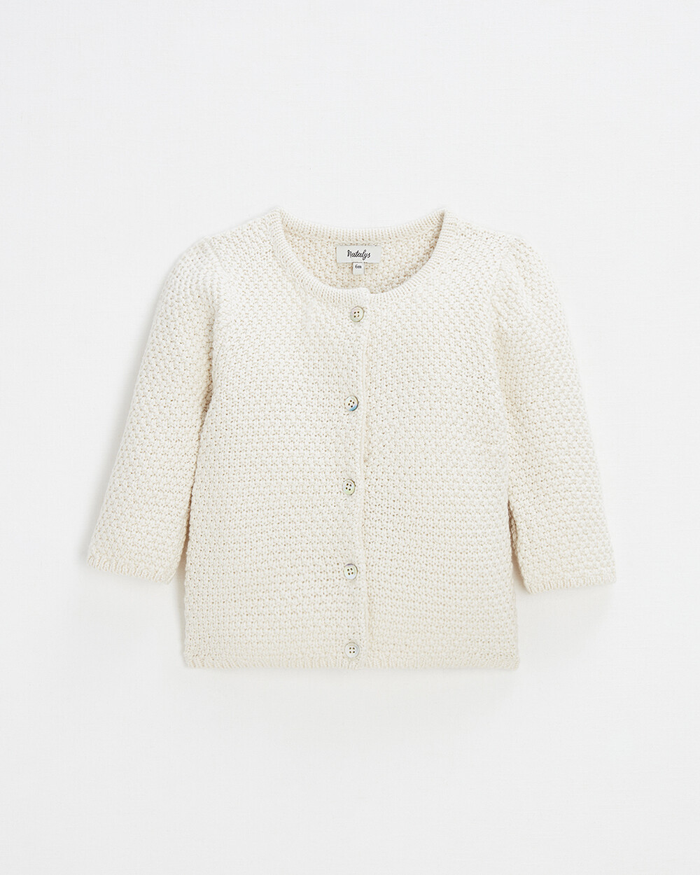 Fancy knit cardigan Ecru color Natalys