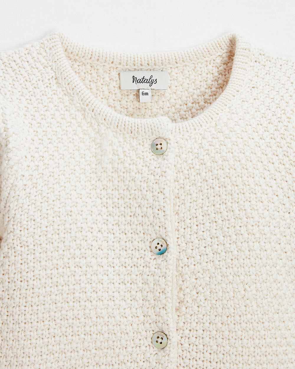 Fancy knit cardigan Ecru color Natalys