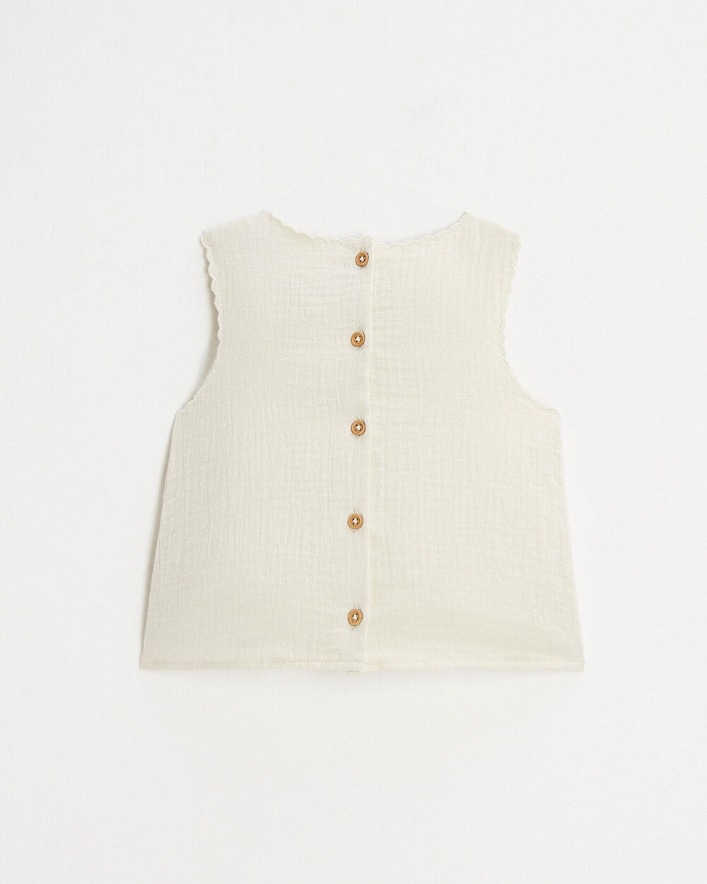Embroidered sleeveless blouse Natural color Natalys