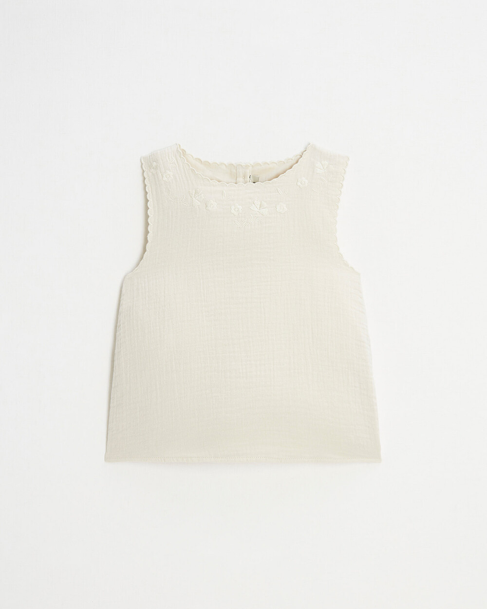 Embroidered sleeveless blouse Natural color Natalys
