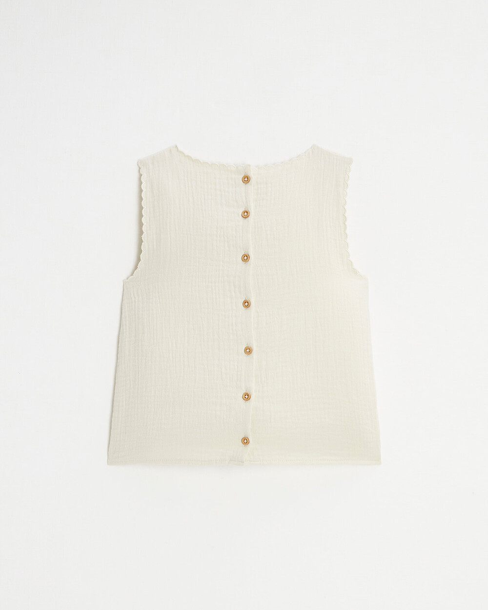 Embroidered sleeveless blouse Natural color Natalys