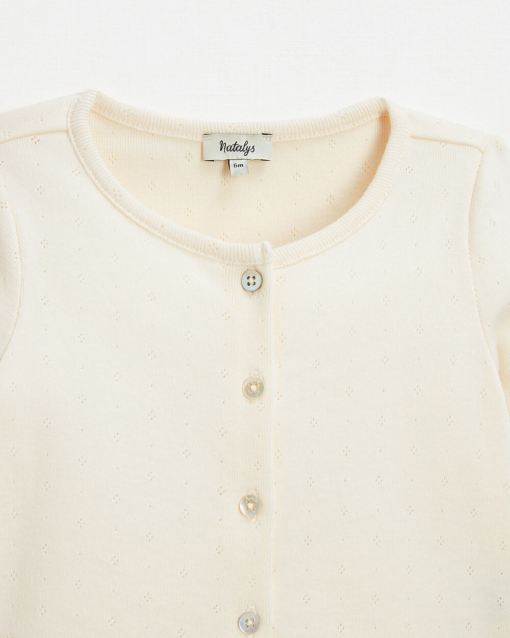 Cotton ribbed cardigan Chalk color Natalys