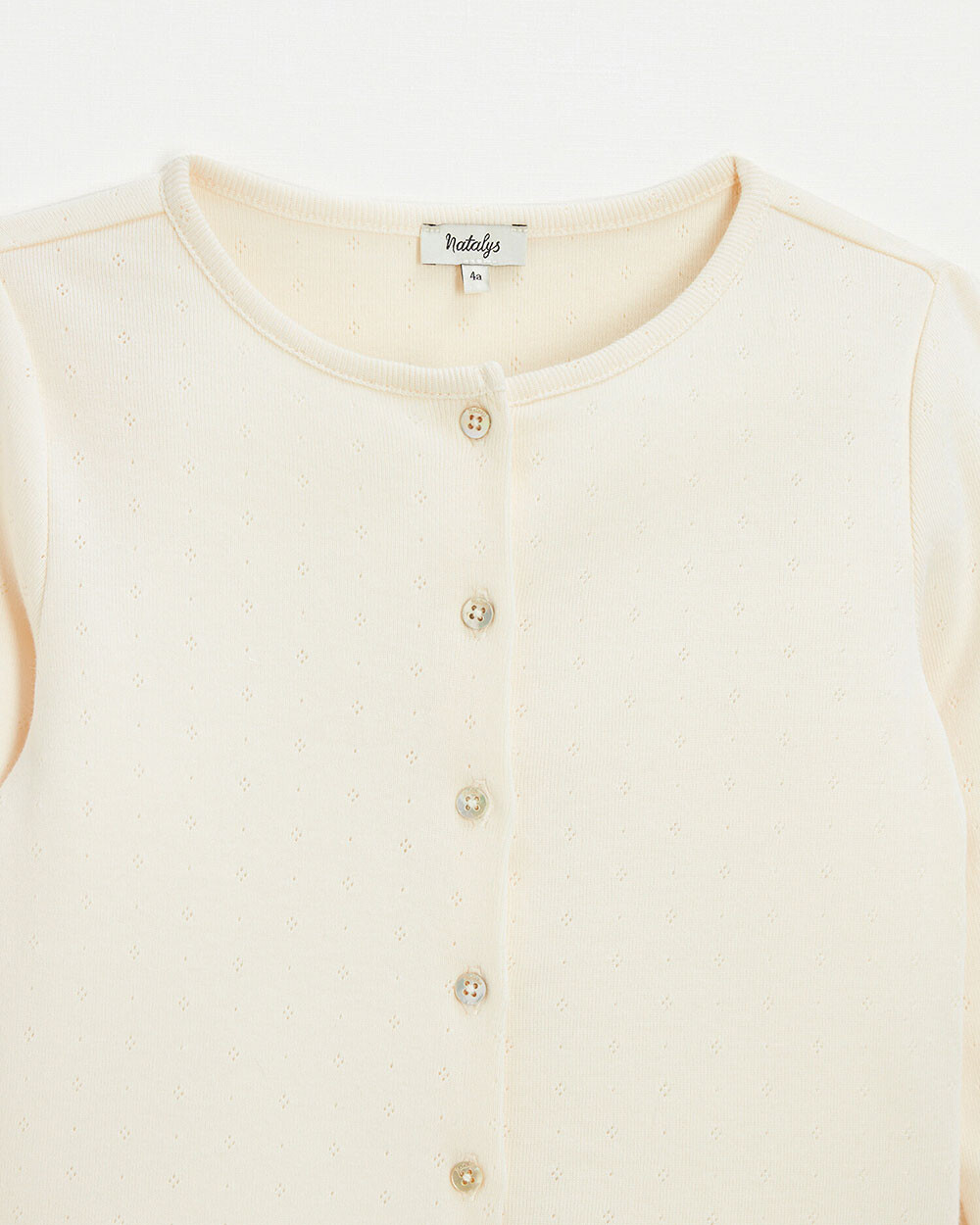 Cotton ribbed cardigan Chalk color Natalys