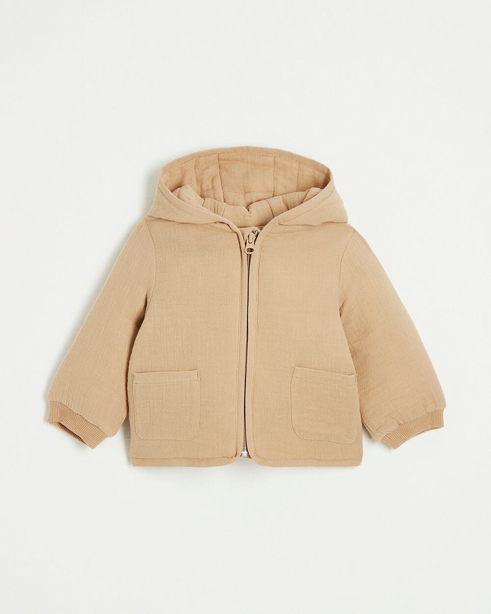 Cotton gauze padded jacket Camel color Natalys