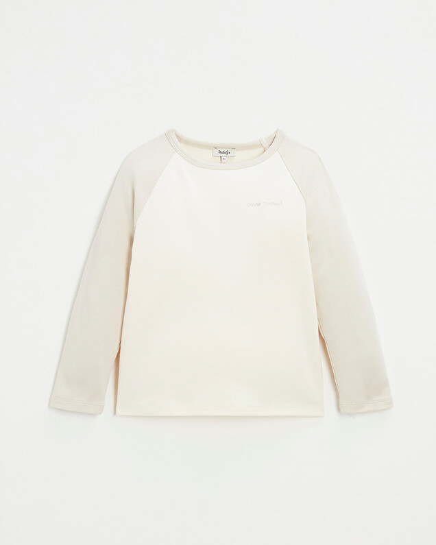 Embroidered two-tone t-shirt Ecru color  Natalys